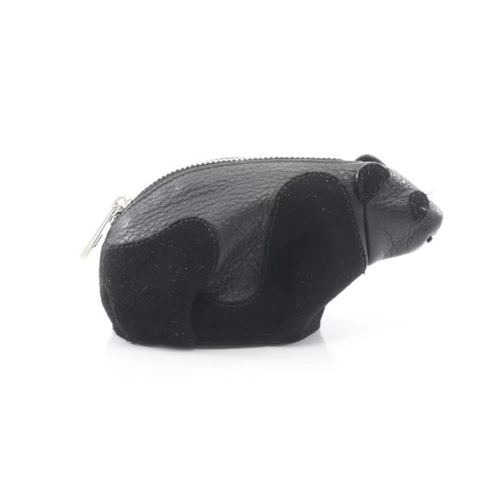 Loewe Panda Coin Purse Case Wallet Leather Suede Black
